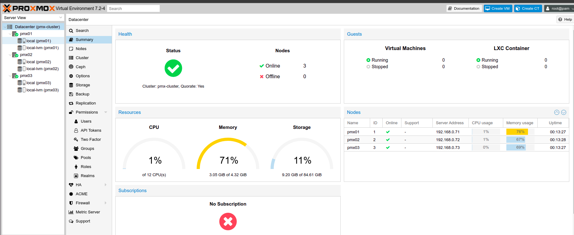 Créer un cluster sur Proxmox VE